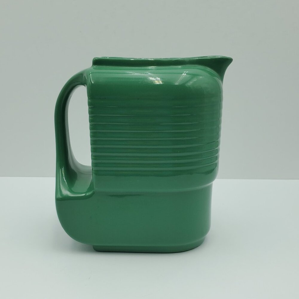 Hall Westinghouse Green Ribbed Refrigerator Pitcher Hall China Co Art Deco Vase